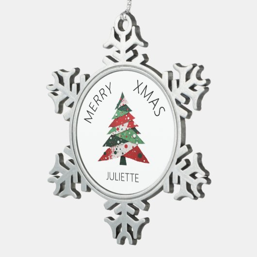 Ornement Flocon De Neige Collage Arbre de Noël (Vue impression)