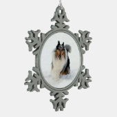 Ornement Flocon De Neige Collie Courant À Travers La Neige (Gauche)