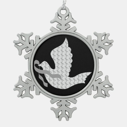 Ornement Flocon De Neige Colombe de ruban gris d'espoir - conscience de (Devant)