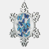 Ornement Flocon De Neige Composition des papillons blancs et bleus (Vue impression)