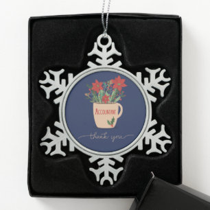 Ornement Flocon De Neige Comptable Merci à Noël Poinsettias