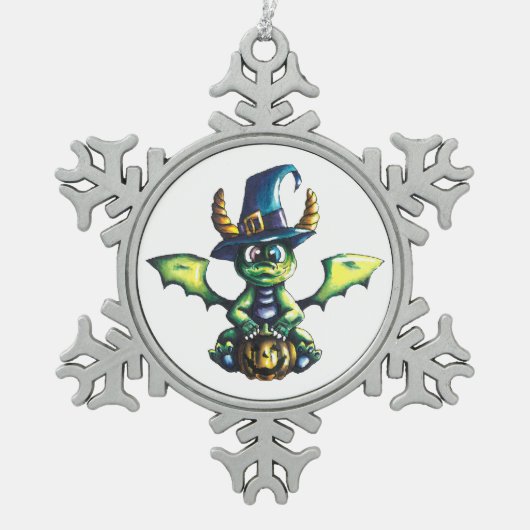 Ornement Flocon De Neige Conception magique du dragon d'Halloween (Devant)