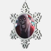 Ornement Flocon De Neige Cool Effrayant Crâne Déplaisant Père Noël Noël Noë (Vue impression)