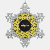 Ornement Flocon De Neige Cool Happy Smiling face pattern yellow Monogram (Devant)