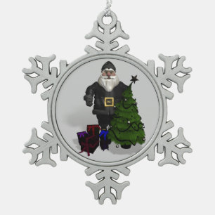 Ornement Flocon De Neige Cool Santa Claus Biker