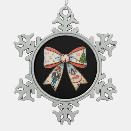 Ornement Flocon De Neige Coquette Bow Nutacker Noël Famille Vacances (Devant)