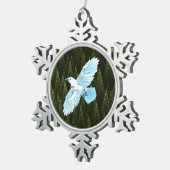 Ornement Flocon De Neige Corbeau blanc sur conifères fragiles (Vue impression)