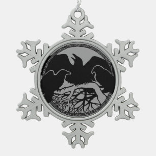 Ornement Flocon De Neige Corbeau / Cadeau de décoration de corbeau
