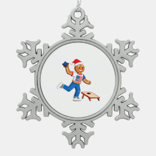 Ornement Flocon De Neige Cornhole Pain d'épice Noël 2026 Vacances Tailga