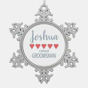 Ornement Flocon De Neige Cortège de mariage et de noce 5 cœurs garçon d'hon