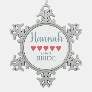 Ornement Flocon De Neige Cortège de mariage et mariée 5 coeurs mariée