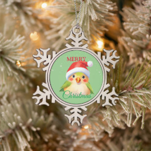 Ornement Flocon De Neige Costume de Noël de Père Noël d'oiseau d'animal de