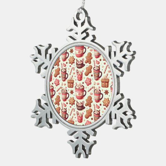 Ornement Flocon De Neige Cosy Christmas Cocoa and Gingerpain Motif (Vue impression)