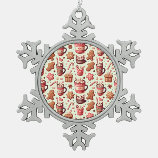 Ornement Flocon De Neige Cosy Christmas Cocoa and Gingerpain Motif (Devant)