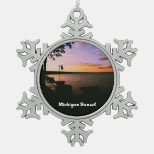 Ornement Flocon De Neige Coucher du soleil du Michigan