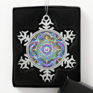 Ornement Flocon De Neige Couleurs psychédéliques Universe Mandala