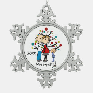 Ornement Flocon De Neige Couple attendu avec l'ornement de flocon de neige