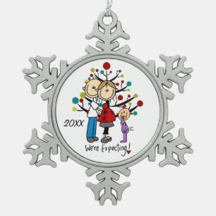 Ornement Flocon De Neige Couple attendu avec l'ornement de flocon de neige