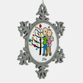 Ornement Flocon De Neige Couple Avec Bébé Girl Snowflake Ornament (Gauche)