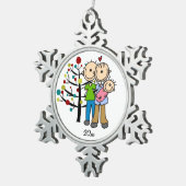 Ornement Flocon De Neige Couple Avec Bébé Girl Snowflake Ornament (Vue impression)
