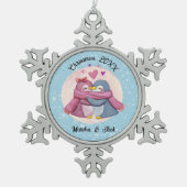 Ornement Flocon De Neige Couple Pingouin Cute Pour Vacances (Devant)