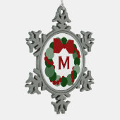 Ornement Flocon De Neige Couronne de Noël géométrique avec Monogramme (Gauche)