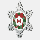 Ornement Flocon De Neige Couronne de Noël géométrique avec Monogramme (Vue impression)
