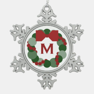 Ornement Flocon De Neige Couronne de Noël géométrique avec Monogramme