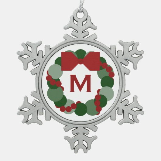 Ornement Flocon De Neige Couronne de Noël géométrique avec Monogramme (Devant)
