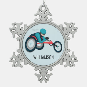 Ornement Flocon De Neige Course en fauteuil roulant
