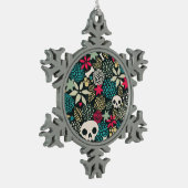 Ornement Flocon De Neige Crâne fleuri (Gauche)