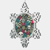 Ornement Flocon De Neige Crâne fleuri (Vue impression)