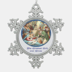 Ornement Flocon De Neige Crèche de Noël