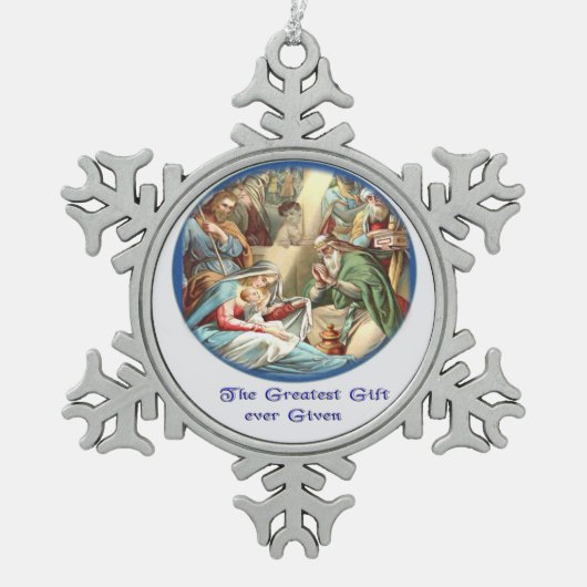 Ornement Flocon De Neige Crèche de Noël (Devant)