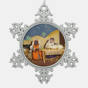 Ornement Flocon De Neige crèche Jésus Marie Joseph stable noël