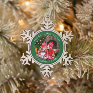 Ornement Flocon De Neige Créez votre propre photo de famille Joyeux Noël