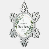 Ornement Flocon De Neige Croix de verdure Baptême de neige Flocon encadré (Vue impression)