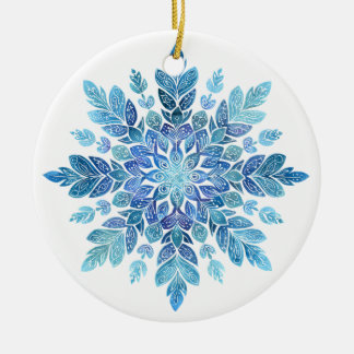 Ornement Flocon de Neige Crystal Fern | Feuille Bl