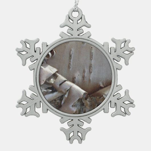 Ornement Flocon De Neige Curly Birch Bark Tree Rustic (Devant)
