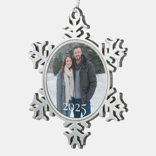 Ornement Flocon De Neige Custom Snowflake Photo Ornament 2025 Personalized (Vue impression)