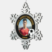 Ornement Flocon De Neige Custom Soccer Player Photo Black Gold High School (Vue impression)