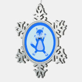 Ornement Flocon De Neige Cute Blue Baby Boy Fox (Vue impression)