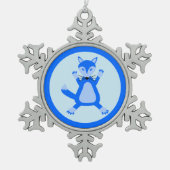 Ornement Flocon De Neige Cute Blue Baby Boy Fox (Devant)