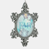 Ornement Flocon De Neige Cute EMT Ice Blue Snowflake Personalized Name  (Gauche)