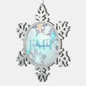 Ornement Flocon De Neige Cute EMT Ice Blue Snowflake Personalized Name  (Vue impression)