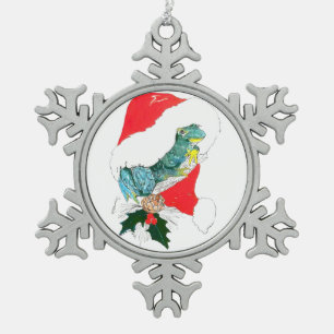 Ornement Flocon De Neige Cute Grenouille de Noël avec chapeau de Santa Whim