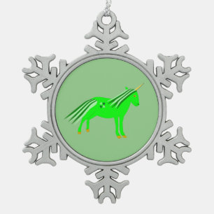 Ornement Flocon De Neige Cute Irish Green et Gold Unicorn