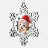 Ornement Flocon De Neige Cute Kitten 3D à Père Noël Casquette pour Noël (Vue impression)