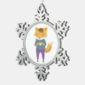 Ornement Flocon De Neige Cute renard avec tasse de thé (Vue impression)