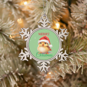 Ornement Flocon De Neige Cute Safari animal oiseau Père Noël Costume de Noë